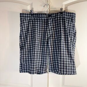 Greg Norman for Tasso Elba Gray Plaid Cargo Golf Shorts 38